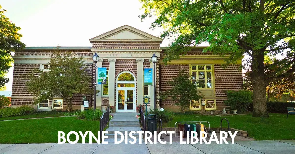 AutoLend self-service library kiosk installed at Boyne City High School by Boyne District Library.