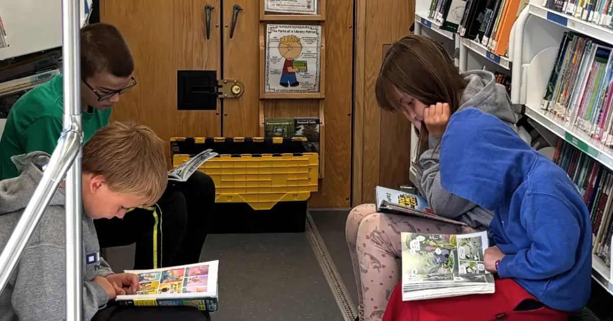 AutoLend self-service library kiosk installed at Boyne City High School by Boyne District Library.