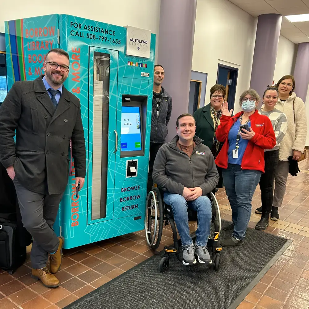 international library services worchester staff with new autolend library